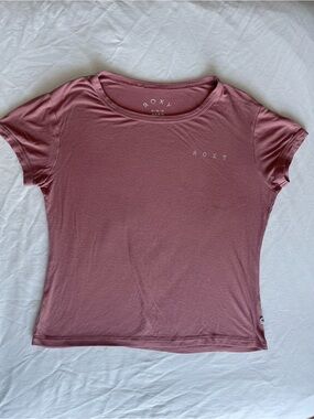 Roxy Womens Ribbed Short Sleeve T-Shirt Mauve Pink Size Medium